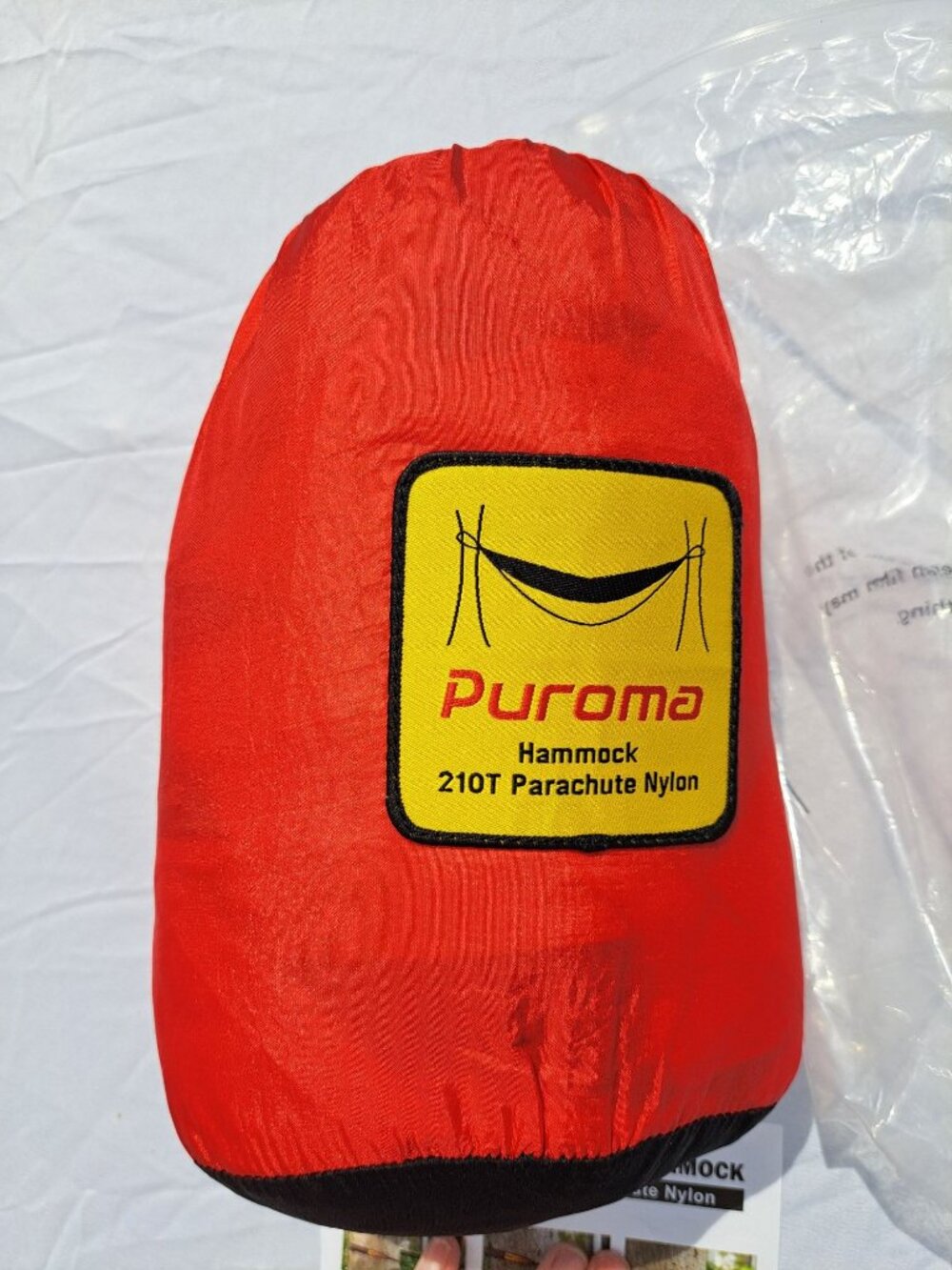 New Puroma Double Camping Hammock 118"x78" 210T Parachute Nylon Straps Red Black - Picture 2 of 7